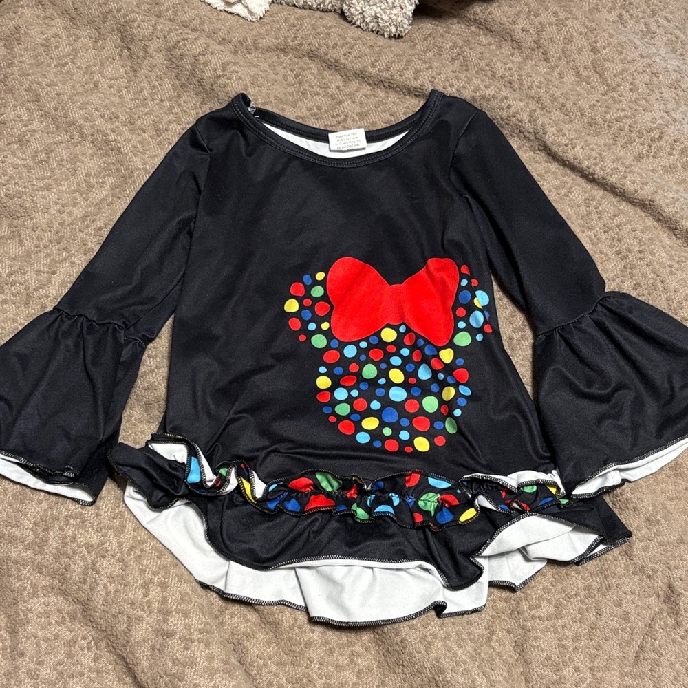 Black Top with Red Bow and Polka Dots